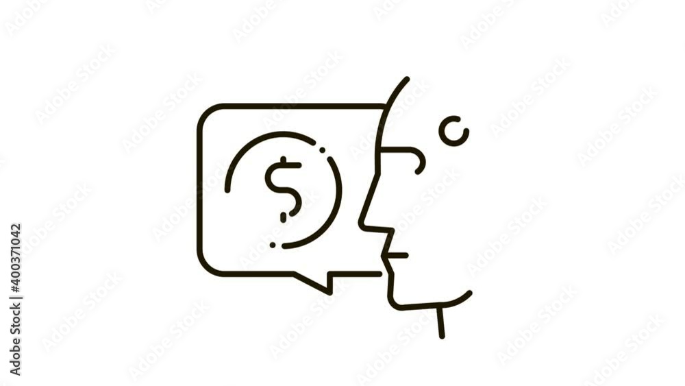 Poster money issue of robot icon animation. black money issue of robot animated icon on white background