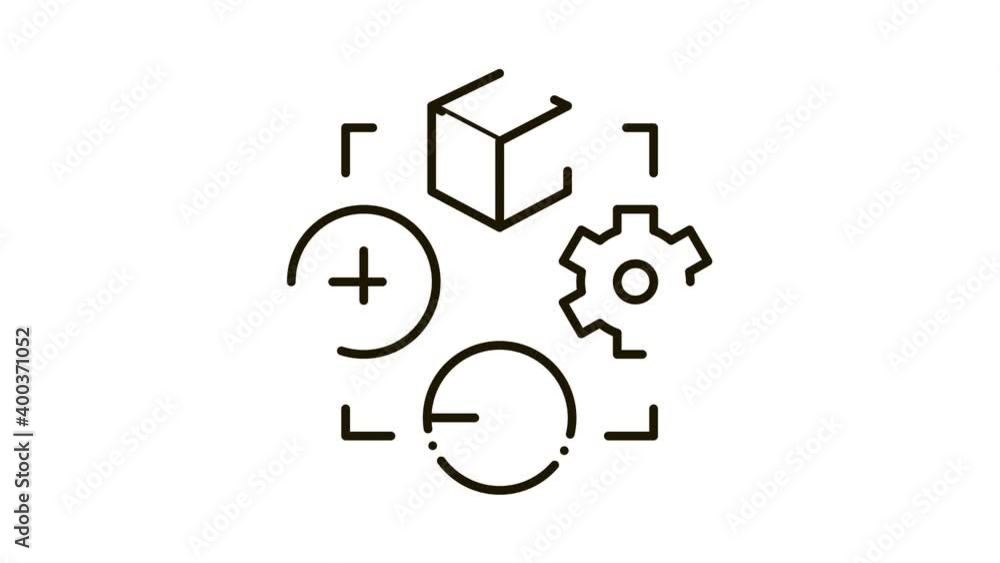 Poster settings software icon animation. black settings software animated icon on white background