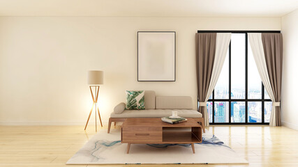 empty poster frame in interior 