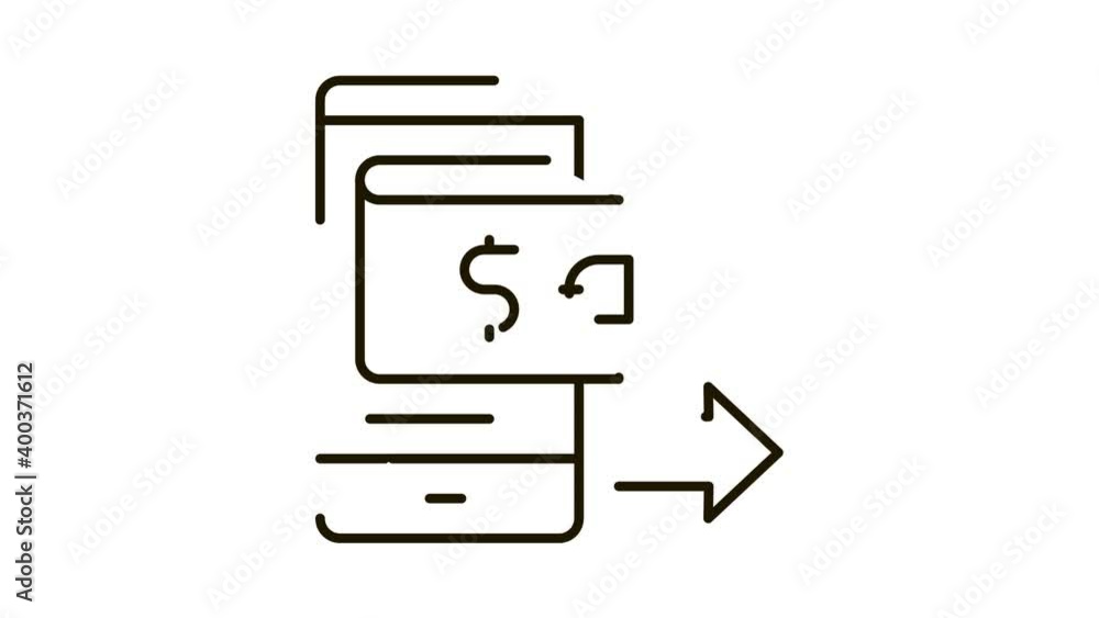 Poster card payment via smartphone icon animation. black card payment via smartphone animated icon on white