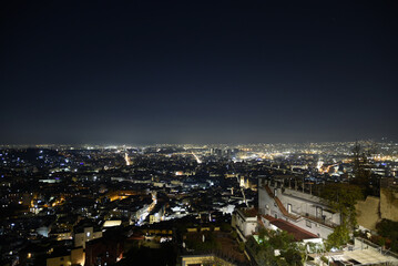 Fototapeta na wymiar Night image of the old city of Naples, Italy.