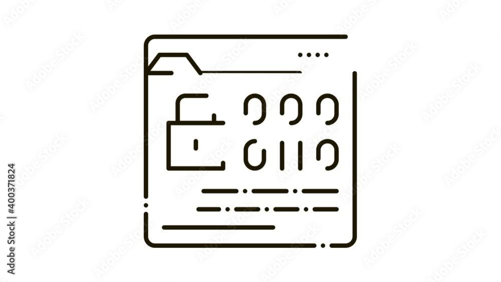 Poster binary code protection icon animation. black binary code protection animated icon on white backgroun