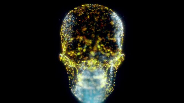 Creative Human Skull Scanning Hud Hologram. High quality 4k footage