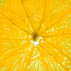 Close-up of an orange slice isolated on a white background.