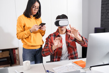 Man enjoying virtual reality experience