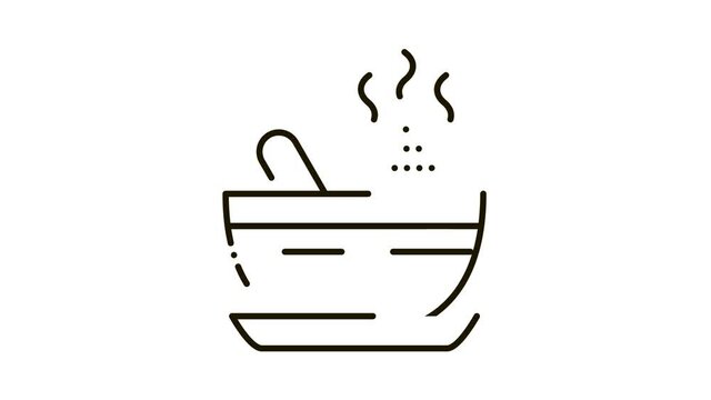 Herbal Infusion for Yoga Meditation Icon Animation. black Herbal Infusion for Yoga Meditation animated icon on white background