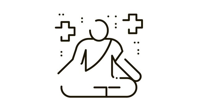 Yoga Men for Healing Icon Animation. black Yoga Men for Healing animated icon on white background