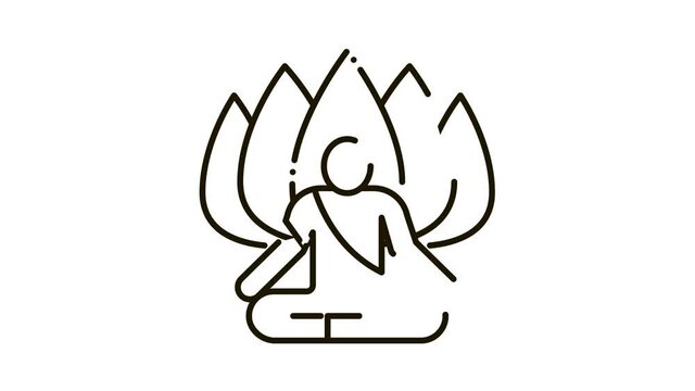 Shaman of Meditation Icon Animation. black Shaman of Meditation animated icon on white background