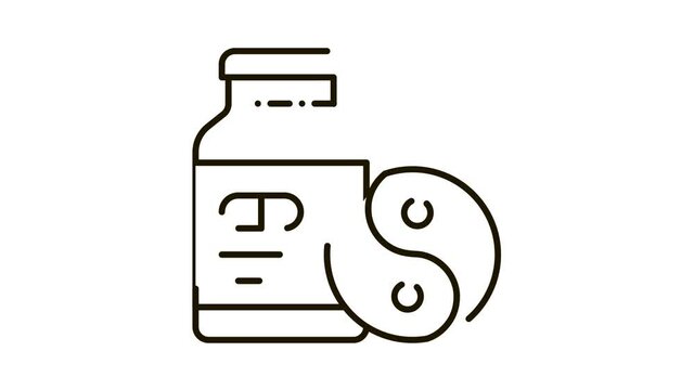 Sedative Pills Icon Animation. black Sedative Pills animated icon on white background