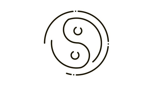 Yin Yang Icon Animation. black Yin Yang animated icon on white background