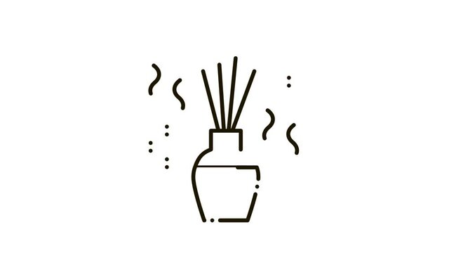 Aroma Sticks Icon Animation. black Aroma Sticks animated icon on white background