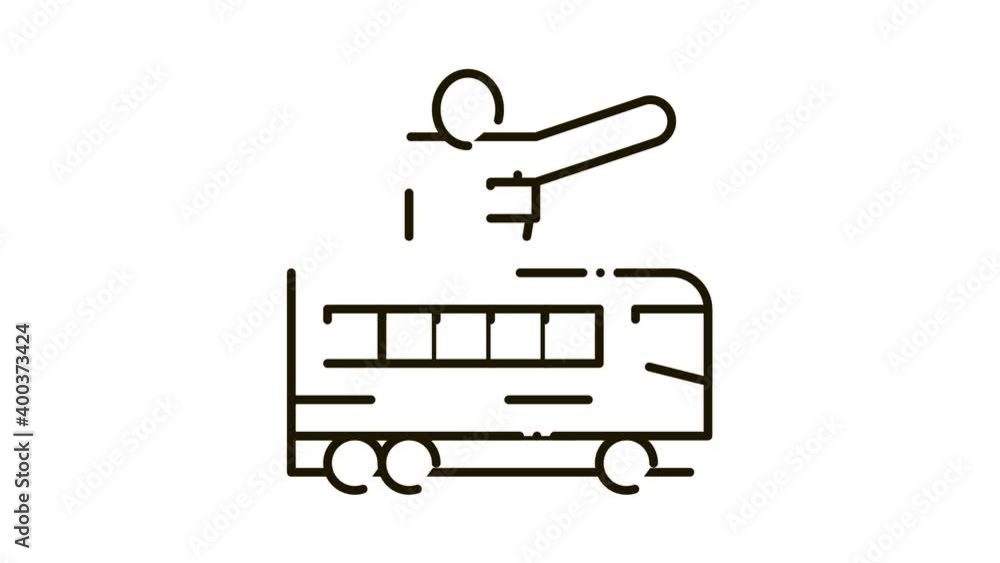 Poster bus guide icon animation. black bus guide animated icon on white background