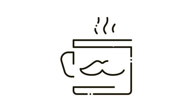 Mustache Cup Icon Animation. black Mustache Cup animated icon on white background