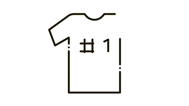 T-shirt Number One Icon Animation. black T-shirt Number One animated icon on white background