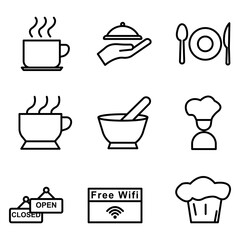 Restaurant line icon set. simple design editable. Design template vector