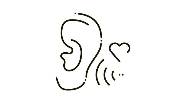 Pleasant Sound for Ear Icon Animation. black Pleasant Sound for Ear animated icon on white background