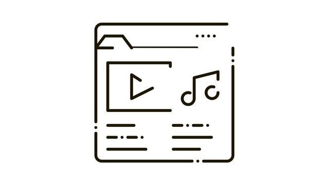 Music Folder with Songs Icon Animation. black Music Folder with Songs animated icon on white background