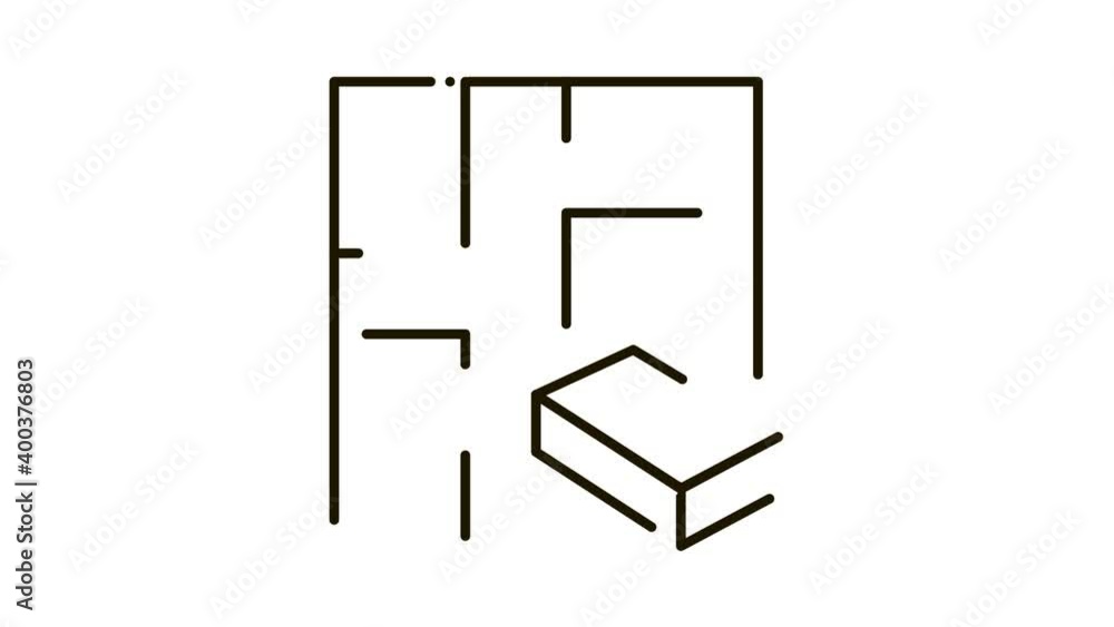 Poster construct house icon animation. black construct house animated icon on white background
