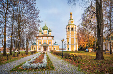 Transfiguration Cathedral with a bell tower in the Kremlin of Uglich