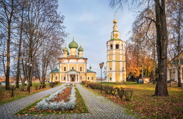 Transfiguration Cathedral with a bell tower in the Kremlin of Uglich