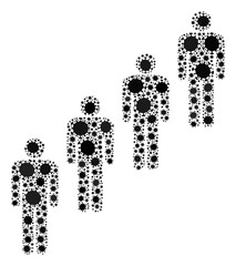 Vector people queue covid-2019 mosaic icon organized for lockdown posters. People queue mosaic is shaped from random covid viral icons.