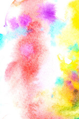 Vibrant Watercolour Paint Colours On A White Background