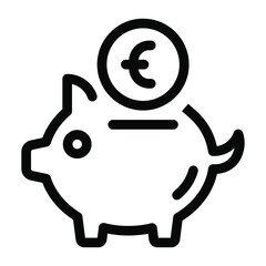 
A small pig with euro coins with it depicting piggy bank 
