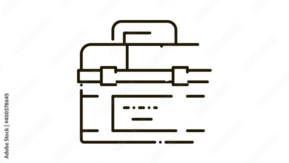 Poster Toolbox Case Icon Animation. black Toolbox Case animated icon on white background