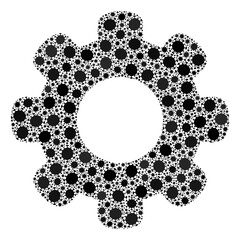 Vector gear wheel covid-2019 mosaic icon organized for pandemic purposes. Gear wheel mosaic is organized of randomized coronavirus infection icons.