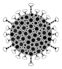 Vector flu virus coronavirus mosaic icon done for pharmacy advertisement. Flu virus mosaic is created from scattered coronavirus infection icons.