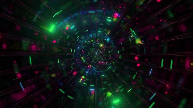 Cool glass tunnel glowing space particles 3d illustration background wallpaper design artwork