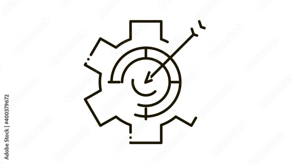 Poster target processing icon animation. black target processing animated icon on white background
