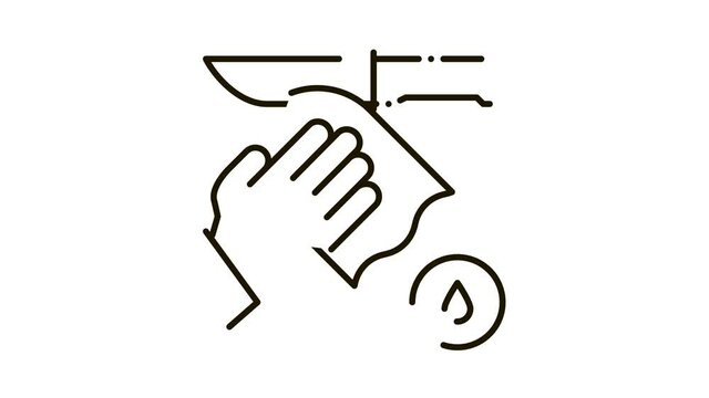 Knife Cleaning Icon Animation. black Knife Cleaning animated icon on white background