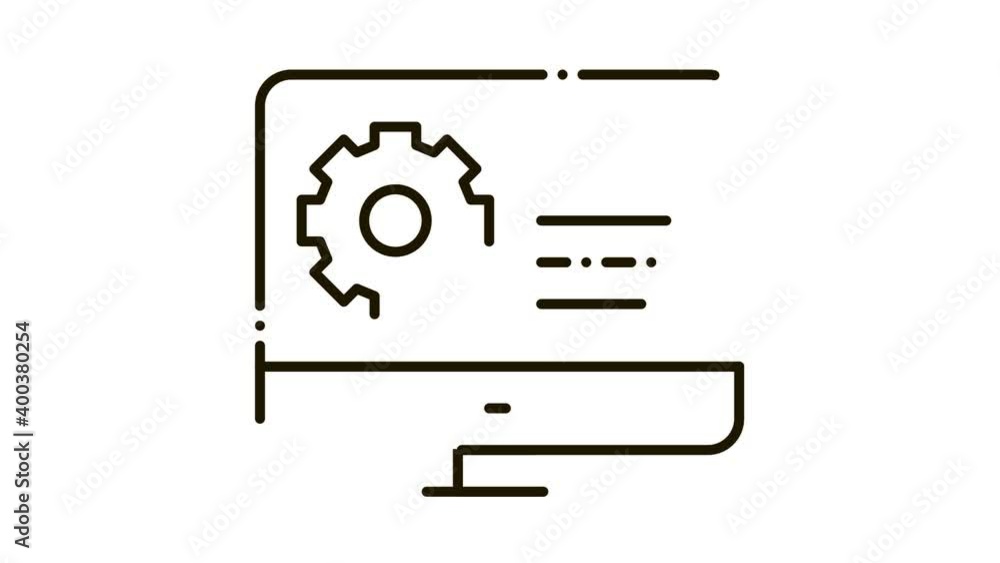 Poster gear on display icon animation. black gear on display animated icon on white background