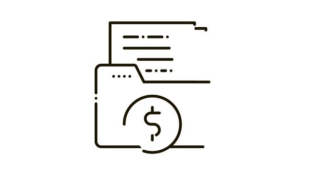 Finance Files Icon Animation. black Finance Files animated icon on white background