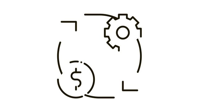 Gear Change Money Icon Animation. black Gear Change Money animated icon on white background