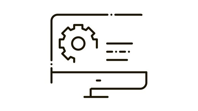Gear On Display Icon Animation. black Gear On Display animated icon on white background