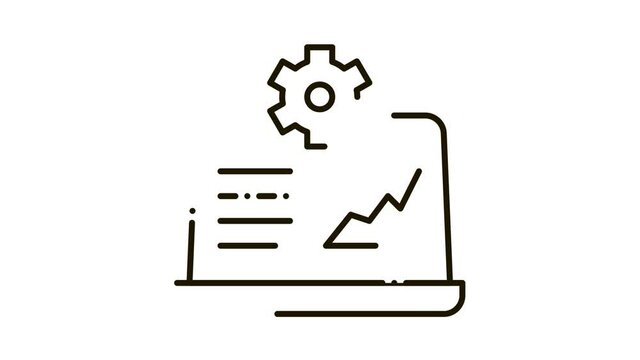 Laptop Gear Graphic Icon Animation. black Laptop Gear Graphic animated icon on white background