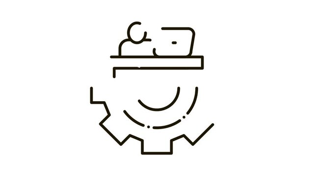 Developer Gear Icon Animation. black Developer Gear animated icon on white background