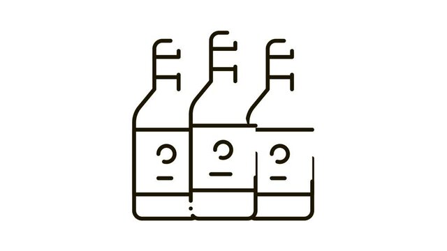Drink Bottles Icon Animation. black Drink Bottles animated icon on white background