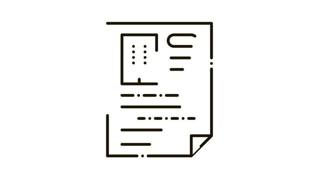 Document Page Icon Animation. black Document Page animated icon on white background
