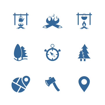 Set of Outdoor logo design vector template, Travel logo design concept, Icon symbol