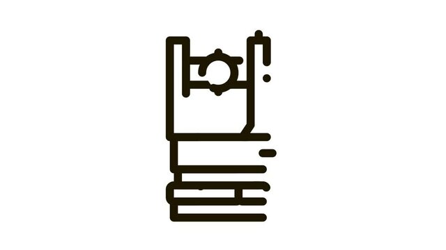 Optical Topography Equipment Icon Animation. black Engineering Level Topography Tool For Land Research animated icon on white background