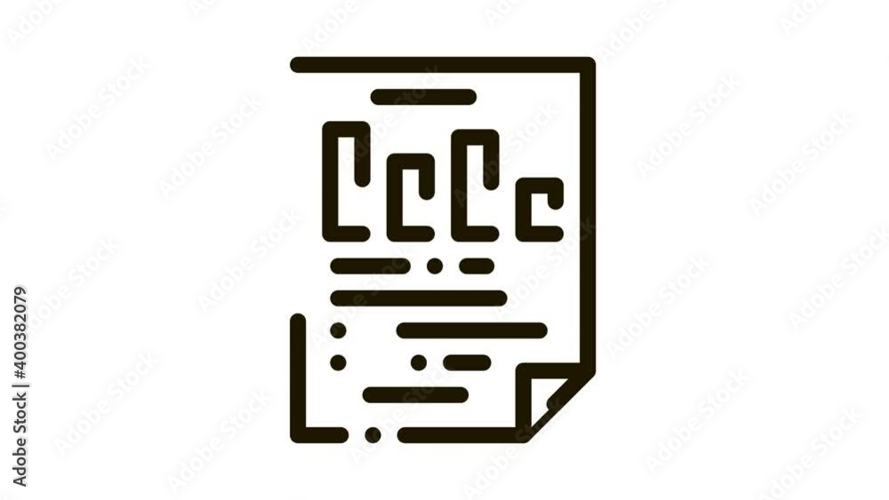 Poster statistician report document icon animation. black statistician paper page file with analytics graph