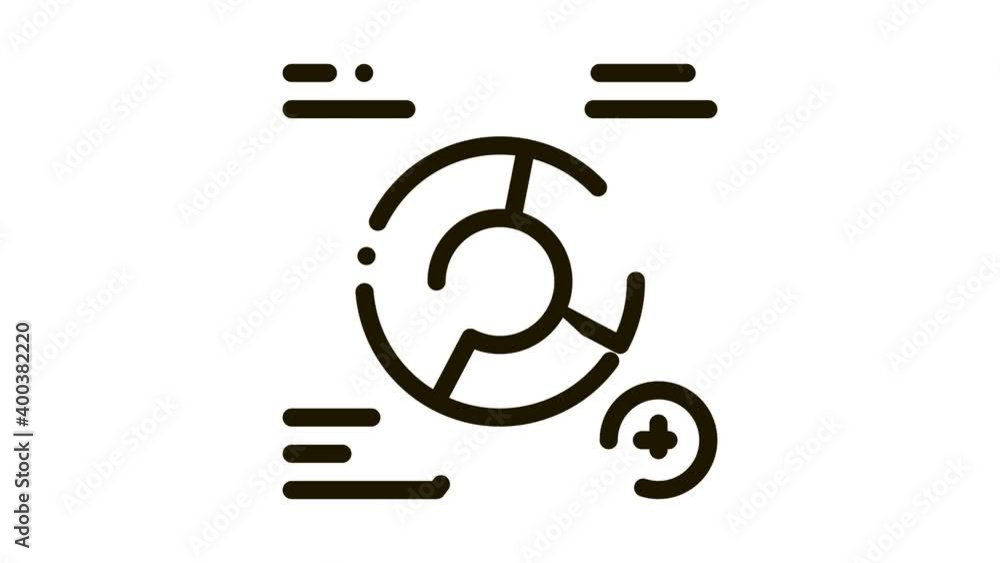 Poster growth round infographic icon animation. black statistician analytics diagram and text, plus mark an
