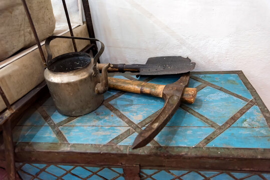 Close up of tools used in an archaeological dig.