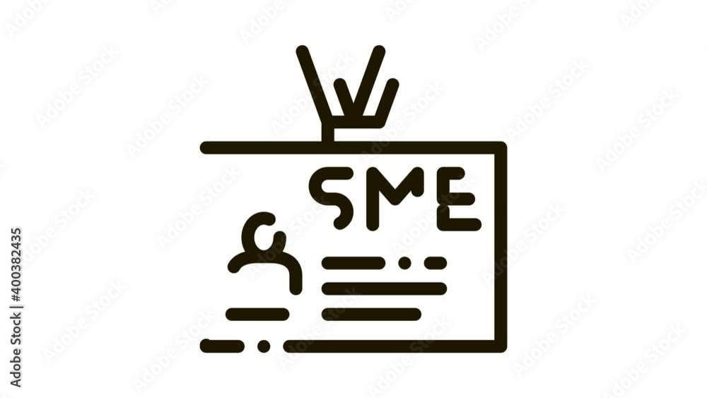 Poster sme worker badge with photo icon animation. black company badge, pass document with employee informa