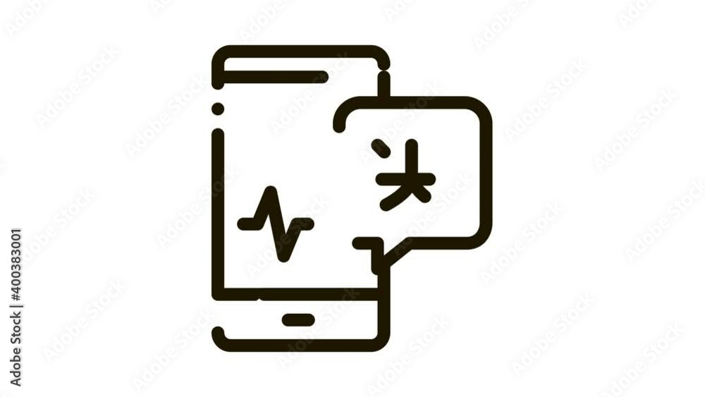 Poster voice wave on phone screen icon animation. black smartphone interpreter sound application for study 