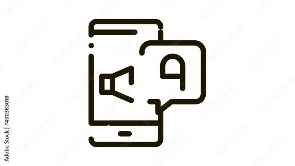 Poster smartphone translator app icon animation. black dynamic on smartphone screen and interpreter applica