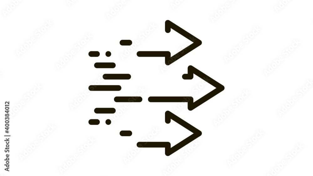 Poster speed arrows icon animation. black speed arrows animated icon on white background